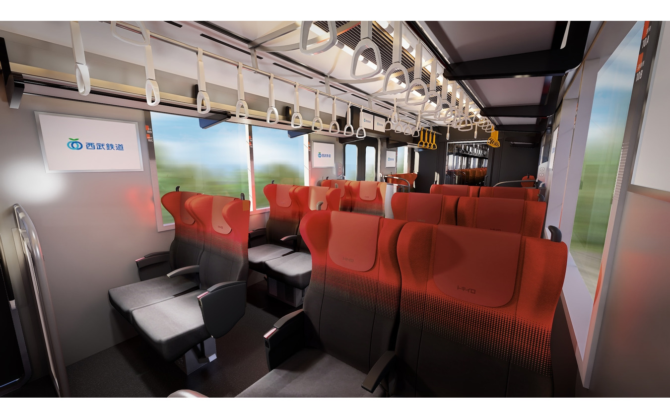 西武新宿線の新型座席指定車、トキイロ（シートカラー：オレンジ）