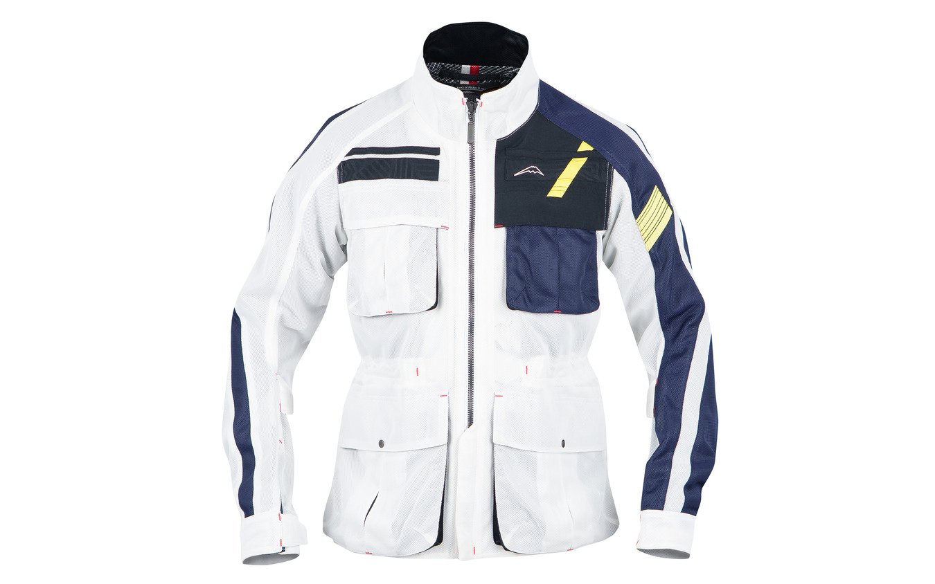 K-2458 フルメッシュロングジャケット ホワイト/ネイビー