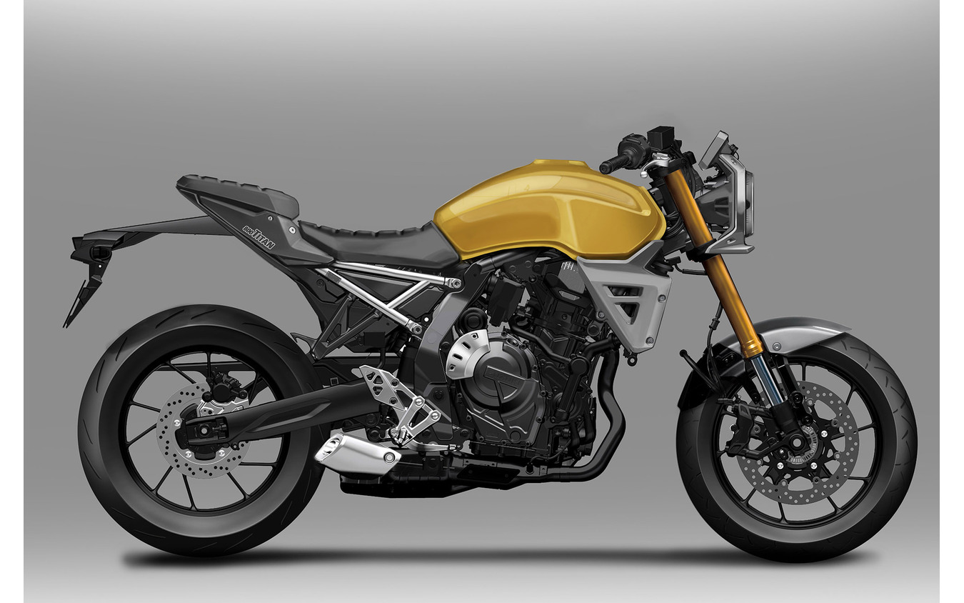 完成一歩手前のスズキ GSX-8Tのデザインスケッチ。リアには「800TITAN」の文字が。