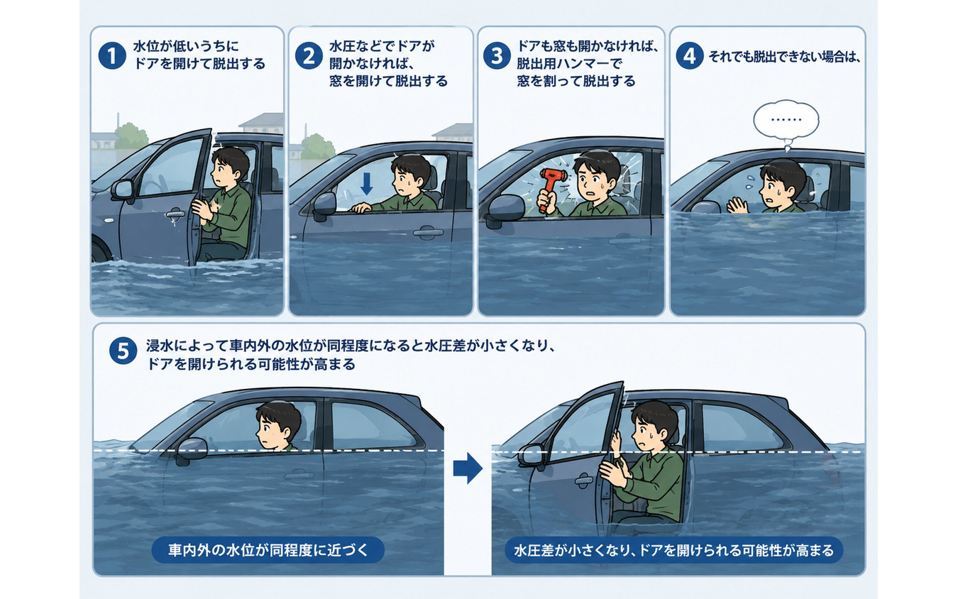 水没車からどう脱出？