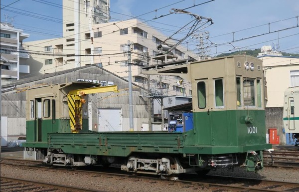 叡山電鉄の保線用電車を公開京都市電の足回りを持つデト1000形　7月17日