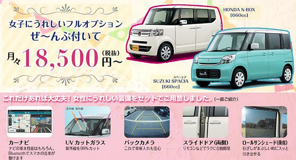 オリックス自動車 女性向けカーリースプランとして N Box と スペーシア を新発売 レスポンス Response Jp オリックス自動車 女性向けカーリースプランとして N Box と スペーシア を新発売 レスポンス Response Jp