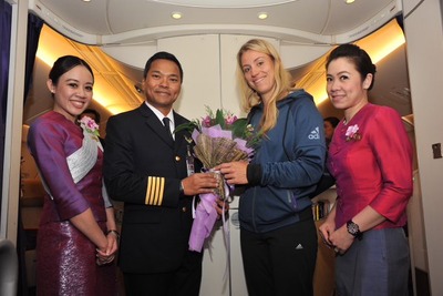 タイ国際航空、全豪オープン女子チャンピオンを歓迎…バンコク経由でドイツへ 画像