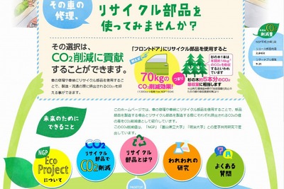 NGP、リサイクル部品によるCO2削減効果を一般公開…フロントドアで70kg 画像
