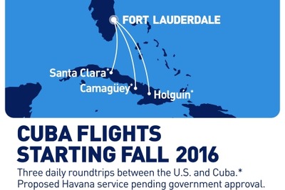 米LCCジェットブルー、フォートローダーデールとキューバ3都市結ぶ路線を開設へ…今秋から 画像
