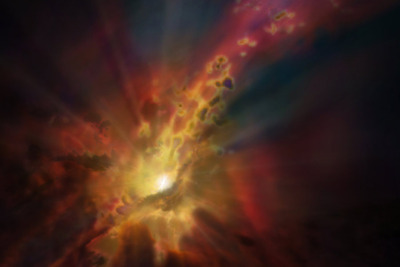 アルマ望遠鏡で巨大ブラックホールに吸い込まれるガス雲の様子を初観測 画像