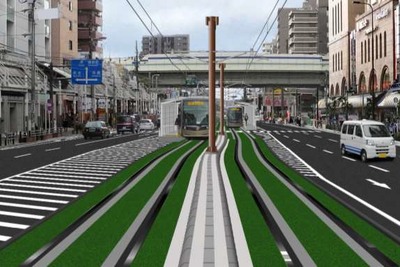 阪堺電軌、上町線の軌道を一部移設…関西初の「芝生」に 画像