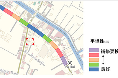インクリメントPと富士通、タイで舗装劣化状況把握技術の実証実験を開始 画像