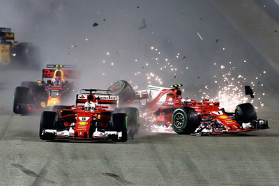 【F1 シンガポールGP】スタート直後の大波乱でフェラーリ2台リタイア、ハミルトンが今季7勝目 画像