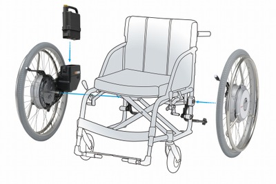 【ヤマハ 電動アシスト車いす 改良新型】世界初、左右の傾斜で曲がらない制御 画像