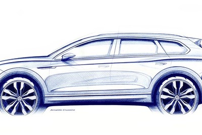 VW トゥアレグ 新型、ティザースケッチ…3月に公開予定 画像