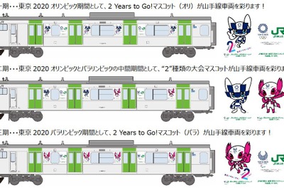 山手線に東京オリンピック・パラリンピックマスコットのラッピング…開催2年前を盛り上げる 画像