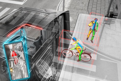 コンチネンタル、大型トラックの巻き込み事故防止システム開発…AIが歩行者や自転車の動きを予測 画像