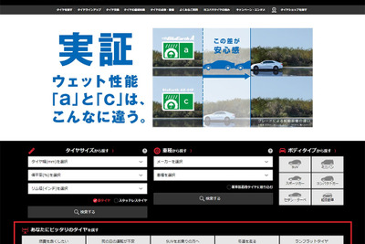 横浜ゴム、乗用車用タイヤサイトをリニューアル　検索機能強化など 画像