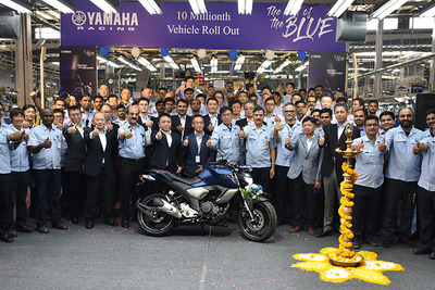 ヤマハ発動機、インドでの二輪車累計生産台数1000万台を達成 画像