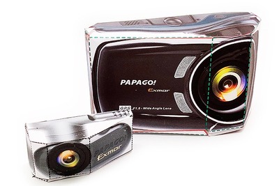 PAPAGO 2カメラドラレコ、ペーパークラフト無料ダウンロードサービス開始 位置合わせに活用 画像