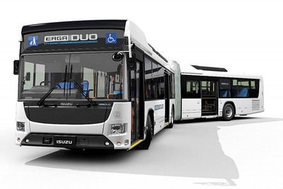 国産連節バス、いすゞ エルガデュオ にNSG製ガラスを採用 画像