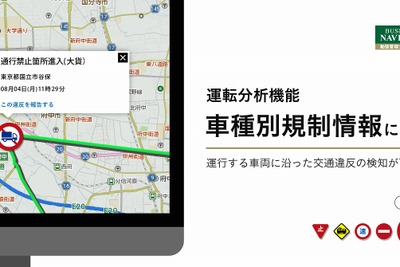 ナビタイム法人向け運行管理サービス、車種別規制に対応した運転分析が可能に 画像