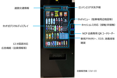 パーク24×JR東日本、ロンドン駐車場でデジタル自動販売機のトライアル開始 画像