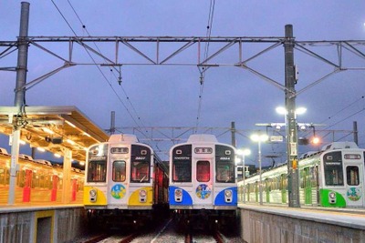 豊橋鉄道渥美線に夜行列車…渥美半島の花々をデザインした電車が深夜に勢揃い 8月22日発 画像