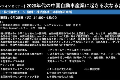 公開終了【セミナー見逃し配信】※プレミアム会員限定 2020年代の中国自動車産業に起きる次なる変化 画像