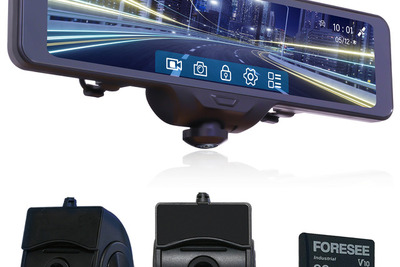 360°カメラ+前後フルハイビジョンカメラのスマートミラー型ドラレコ 画像