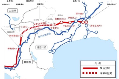 新東名高速道路の全線開通は2027年度に、計画より4年遅れ 画像