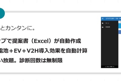 EVやV2H導入効果を簡単にシミュレーション…国際航業 画像
