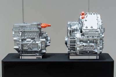 日産が新開発電動パワートレインの試作ユニット公開、コスト30%削減で競争力強化へ 画像