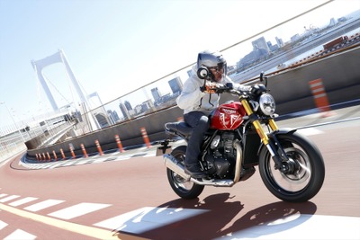 【トライアンフ スピード400 試乗】軽量、軽快！老若男女にオススメできる、都会派400cc…佐川健太郎 画像