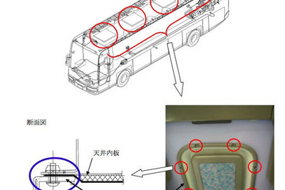【改善対策】いすゞ 大型バス ガーラ…室内照明が落下 画像