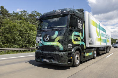 メルセデスベンツの新型EVトラック、欧州20カ国走破ツアー開始…航続500kmの『eアクトロス600』 画像
