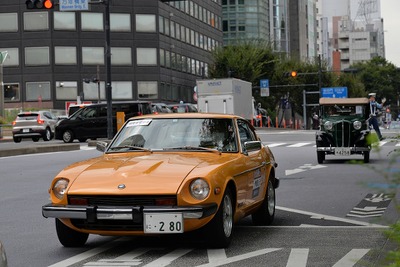 往年のダットサンなど銀座を走る…交通安全運動クラシックカーパレード 画像