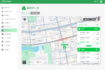アークエルテクノロジーズのEV管理システムに新機能、バッテリー残量や位置情報をリアルタイムで確認 画像