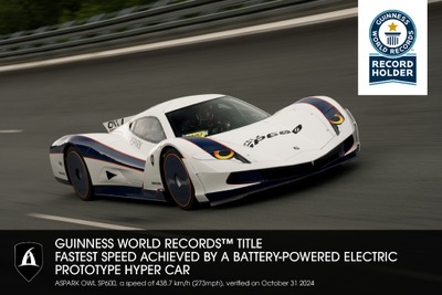 438.7km/hでギネス認定、アスパーク『アウルSP600』が電動ハイパーカー世界最速に 画像