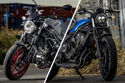 スポーツネイキッドの王道か「7kg」の軽さか? 100万円で買える大型バイク、スズキ『SV650』とホンダ『CL500』を乗り比べてみた 画像
