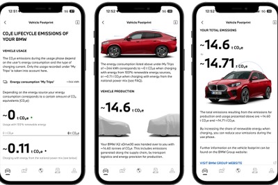BMWとMINIのアプリ、CO2排出量をライフサイクル全体で表示する新機能を追加 画像