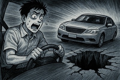 目の前に穴! 国交省が警告 陥没時の安全行動とは 画像