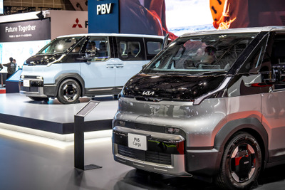「ハイエース」にガチンコ勝負!? 斬新デザインの乗用＆商用バン、キア『PV5』が日本初上陸…ジャパンモビリティショー2025 画像