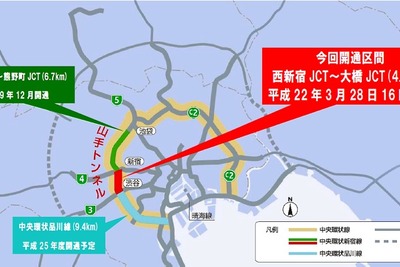 首都高、山手トンネル渋谷 - 新宿間28日開通…大橋JCTから東北・常磐方面へ 画像
