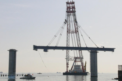 【東京港臨海大橋】長さベイブリッジの2倍！ 架設工事始まる 画像