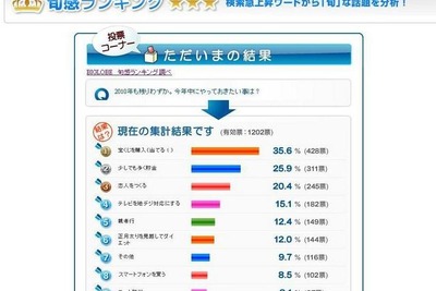 今年中にやっておきたい事、1位は「宝くじを購入」…BIGLOBE 画像