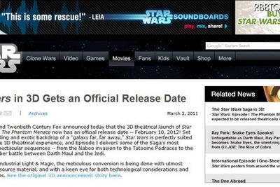 3Dスター・ウォーズ『ファントム・メナス』、2月10日に公開 画像