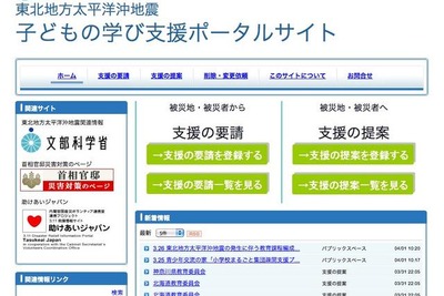 被災者支援のための「子どもの学び支援ポータルサイト」 画像