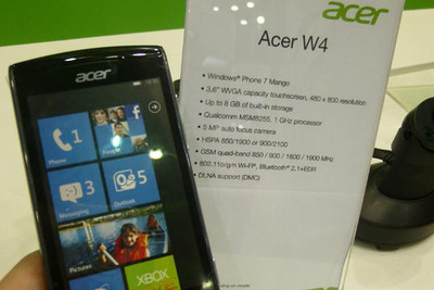 【COMPUTEX 11】Windows Phone 7 Mango搭載のスマートフォン「Acer W4」 画像