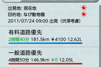 ガソリン節約優先ルート、ナビタイムが提供開始 画像