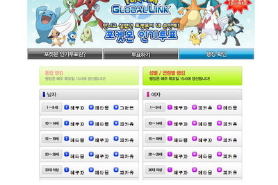 韓国ポケモン人気ランキング 画像