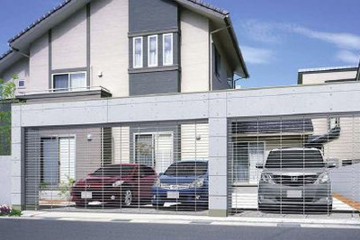 三協立山アルミ、並列4台駐車可能な電動シャッターゲートを発売 画像