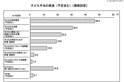 ［子ども手当］使途調査「子どもの教育費等」が46.4％ 画像