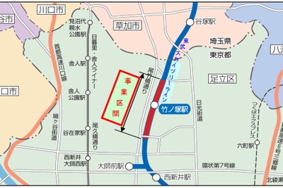 竹ノ塚駅周辺、足立区主体の連続立体交差工事が始まる 画像